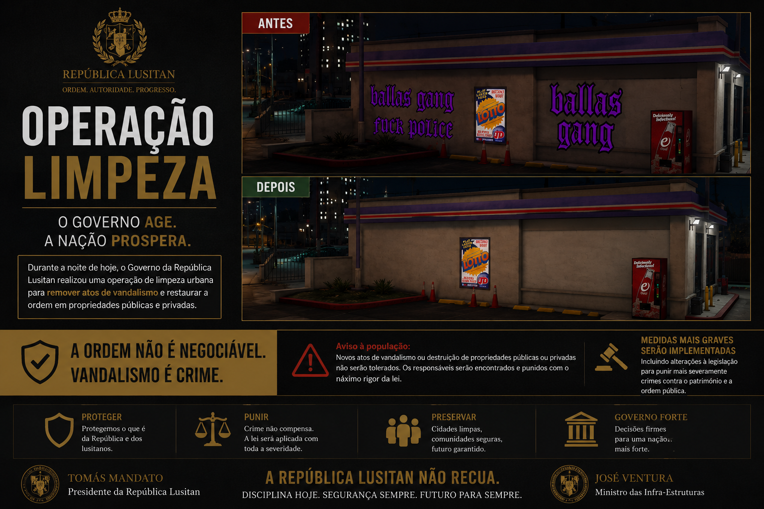 Operação Limpeza — Comunicado Oficial do Governo da República Lusitan